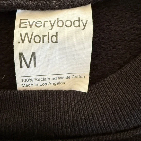 Everybody World Black Trash Crewneck Size Med made In The USA - Picture 4 of 7